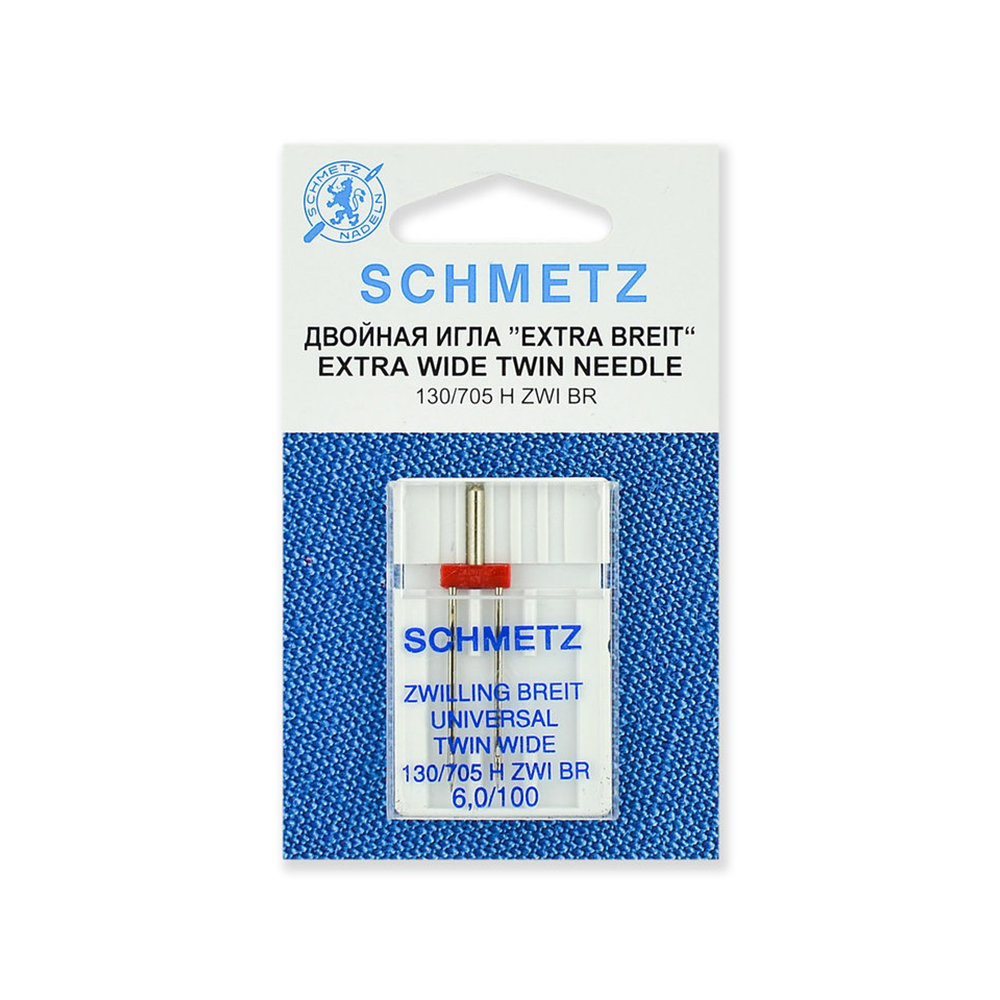 130/705H ZWI BR Иглы для быт. шв. машин Иглы стандартные двойные 1 шт №100/6 Schmetz 