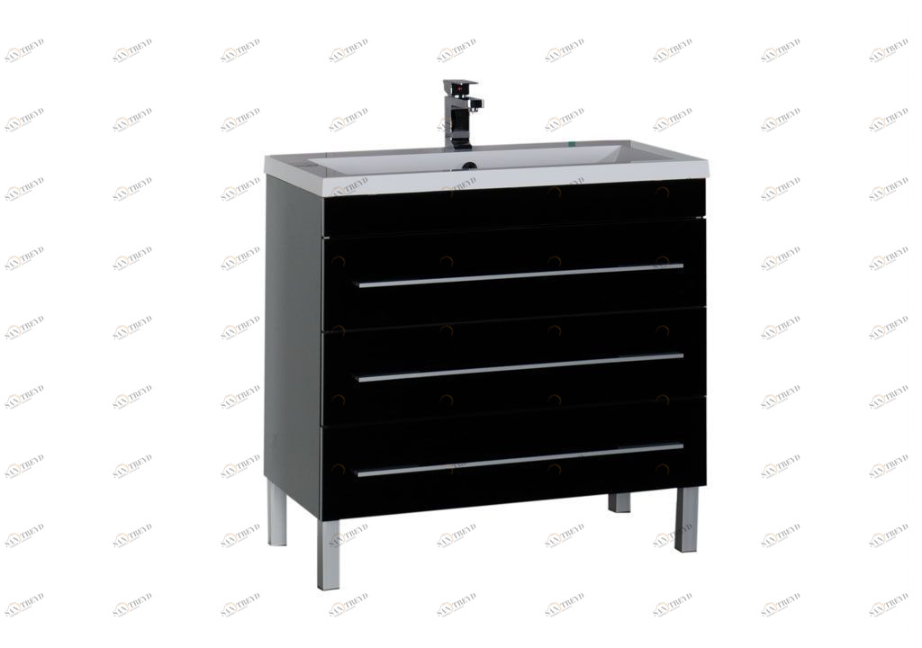 Тумба под раковину Aquanet Верона 90 черный (напольная 3 ящика) sun-id-275344