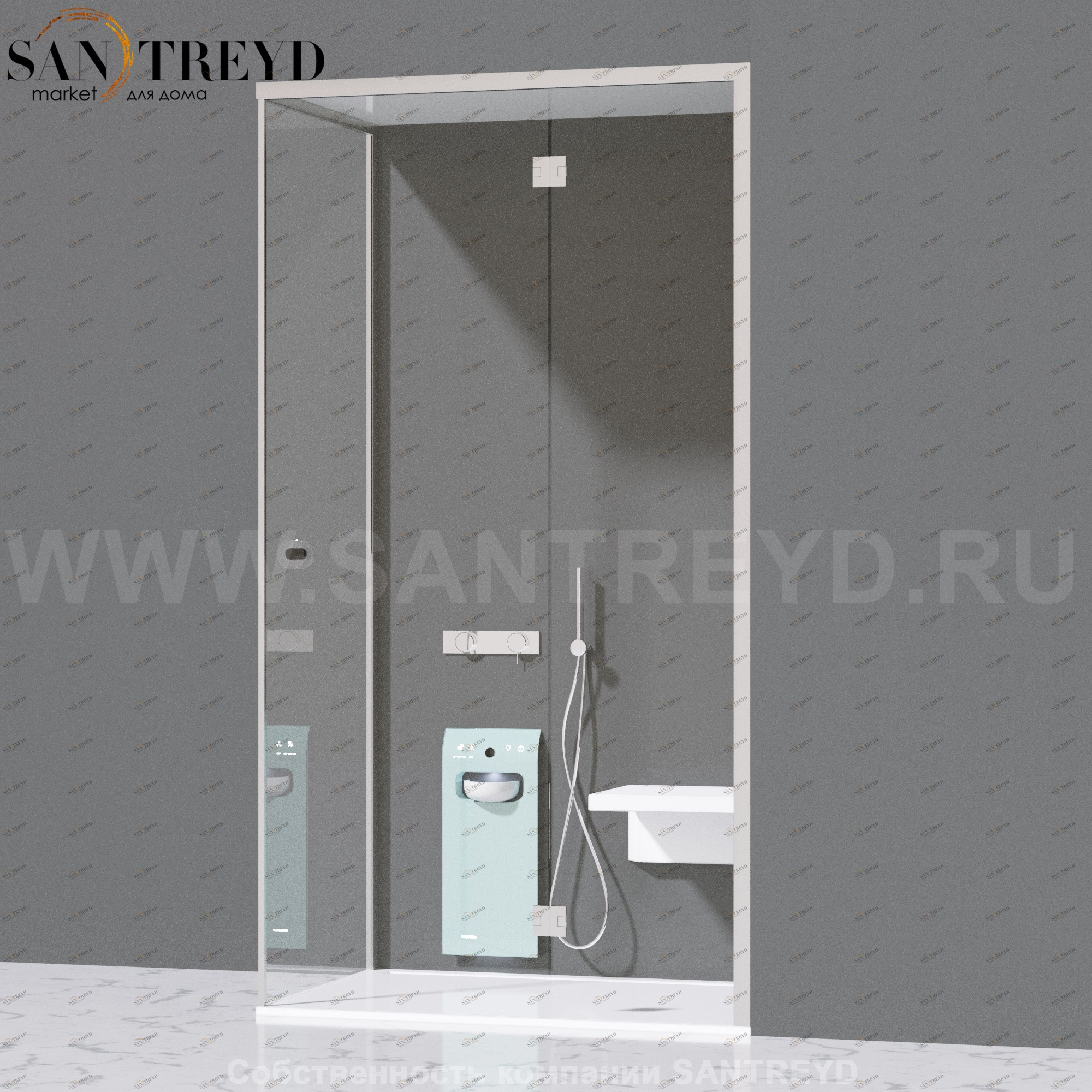 Effegibi FITBOX B Душевая кабина с профилем из алюминия. Установка: в правый угол. Размеры: длина 119 см, Дверные петли на стекле FB10010004