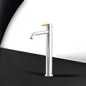 Смеситель для раковины сталь глянцевая с оранжевой ручкой Toki Radomonte TKI3LCIL14