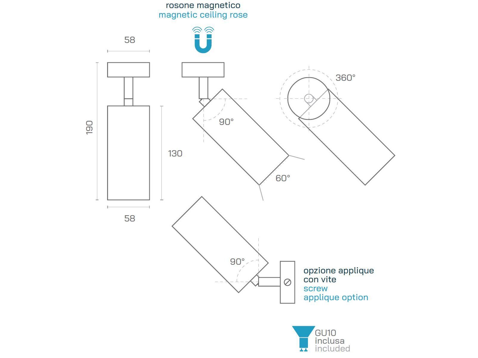 Алюминиевый круглый поворотный прожектор с магнитной розеткой Amarcords Tobe ARCH-00125825 - Вид №12