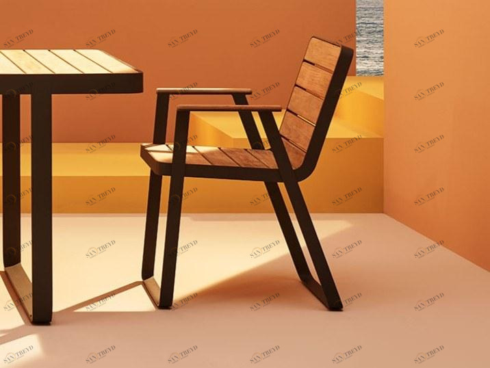 Terraforma Стул из нержавеющей стали и дерева с подлокотниками Makemake Mksecbte/1 - mksecbte/2