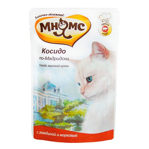 ПР0029235 Корм для кошек Косидо по-Мадридски говядина с морковью конс. 85г МНЯМС 