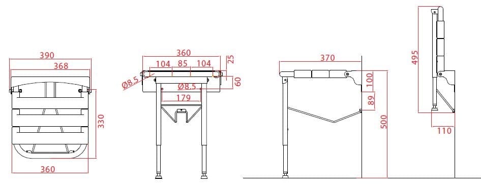 Складное сиденье для душа с усиленными ножками Goman Leonardo Deluxe ARCH-00001798 - Вид №1