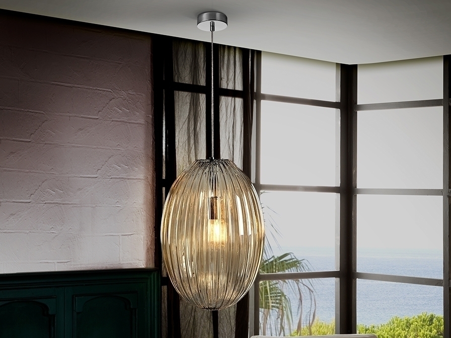 098184 Подвесной светильник янтарный 1L 30 см Schuller Ovila 