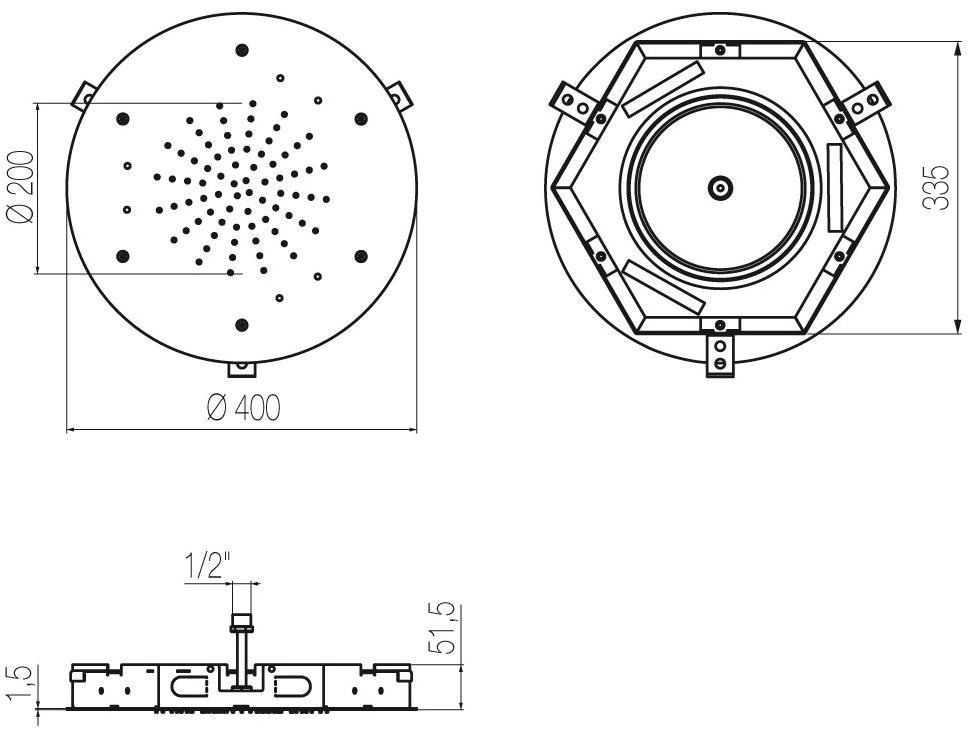 Radomonte Встраиваемая в потолок лейка дождевого душа из нержавеющей стали  Pia10  - Вид №1