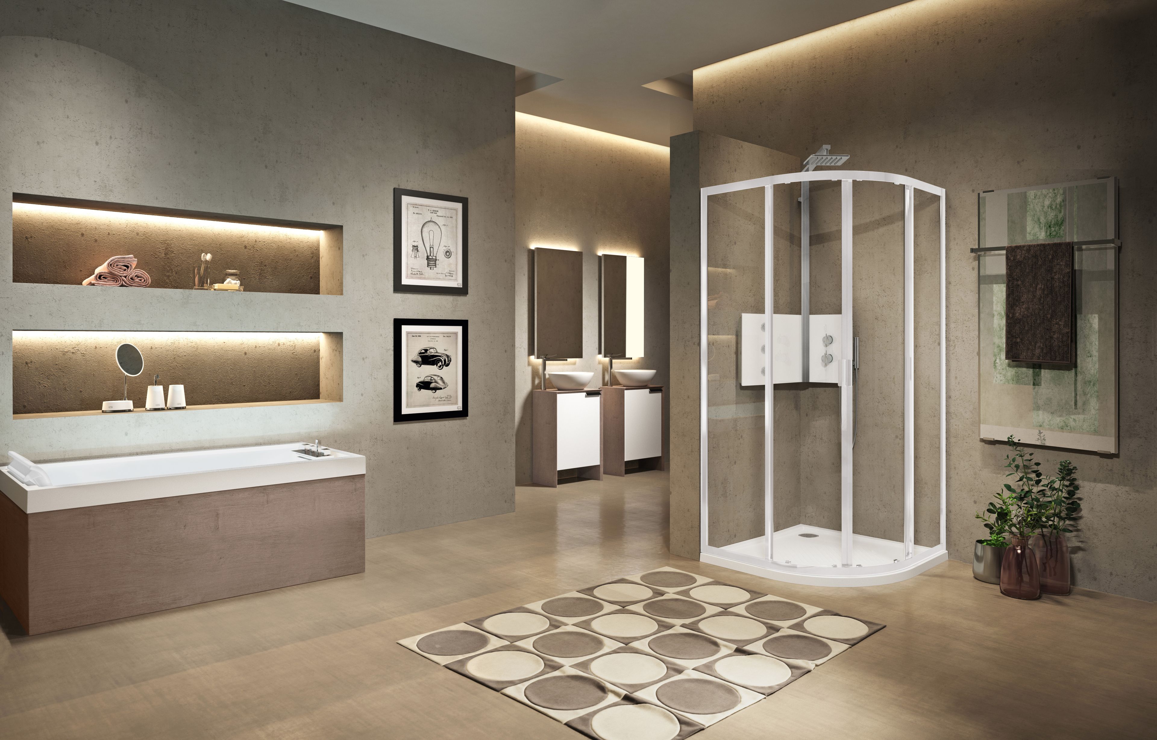 Полукруглая душевая кабина с раздвижной дверью Novellini Lunes ARCH-00069245 - Вид №1