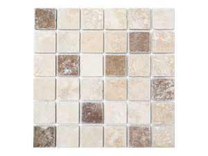 Мозаика из травертина Gold, Silver и грецкого ореха