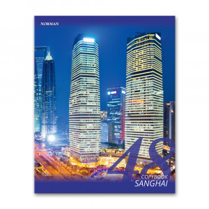 0403022Шанхай Тетрадь "Ночные города" А5 48 л. на скрепке клетка NRN 040302_2_Шанхай NORMAN