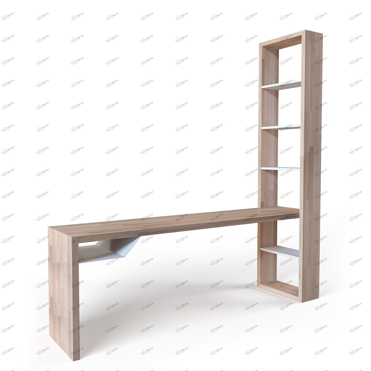 Письменный стол со стеллажом деревянный, ясень EcoComb BRAGIN DESIGN ПИСЬМЕННЫЕ СТОЛЫ ECOCOMB 256611 Бежевый 