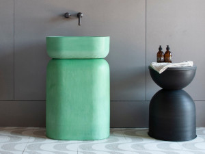 Отдельно стоящая овальная бетонная раковина