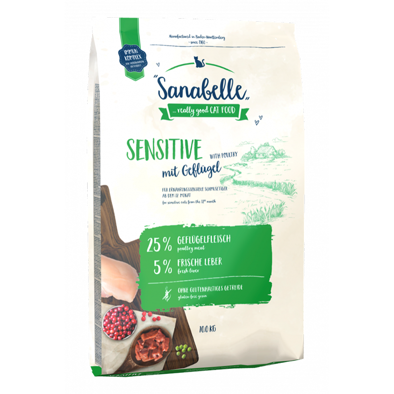 ПР0035428 Корм для кошек Sensitive с птицей сух.10кг SANABELLE 