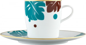 10564652 Furstenberg Набор чашек чайно-коф-х с блюдцами Furstenberg "Ореол цветной" 200мл,2 шт(оранж-зеленая,сине-коричн) Фарфор