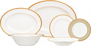 10665471 Noritake Сервиз столовый Noritake "Рочель,золотой кант" на 6 персон 21 предмет Фарфор костяной