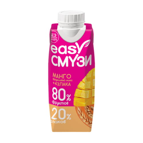 Коктейль из манго винограда ананасов с мякотью со злаками Easy Смузи 250 мл Santreyd 13298 - Вид №1