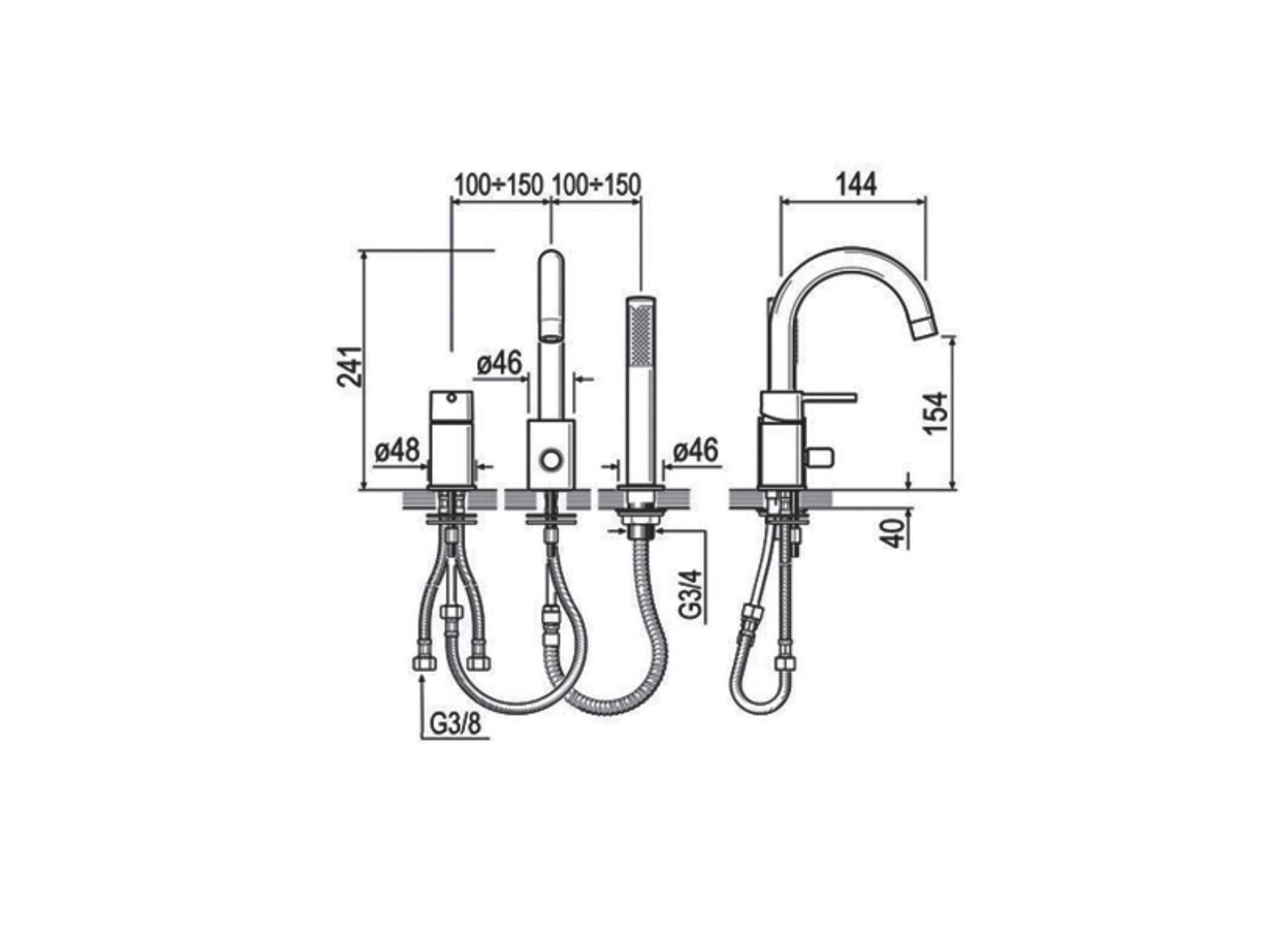 Однорычажный смеситель для ванны с переключателем GUGLIELMI RUBINETTERIE Sprint ARCH-00139769 - Вид №2