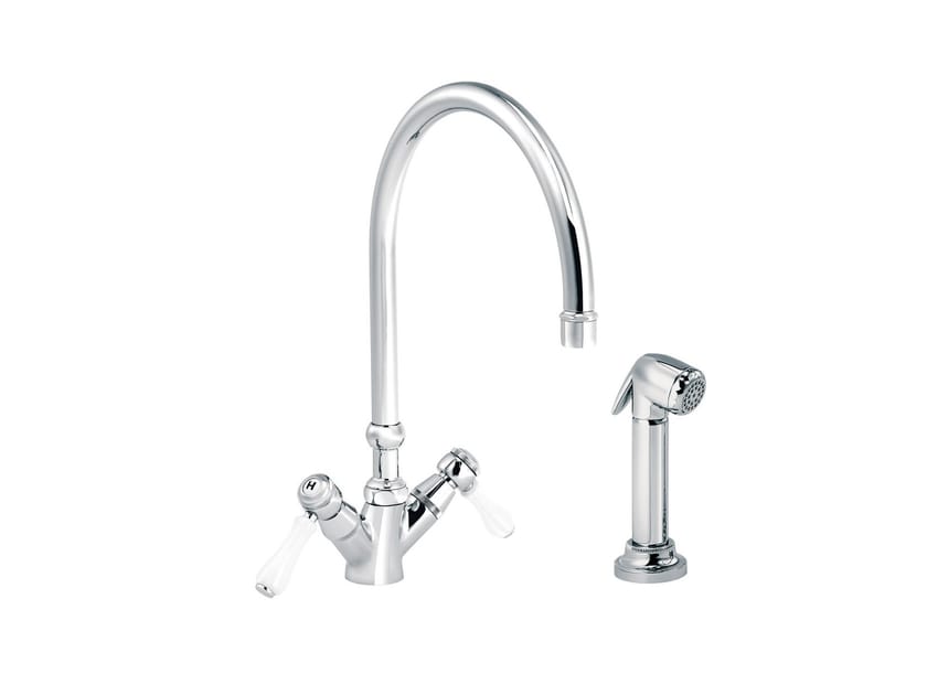 Смеситель для кухни с 2 отверстиями на столешнице со съемным ручным душем rvb 1935 Лимож ARCH-00093738
