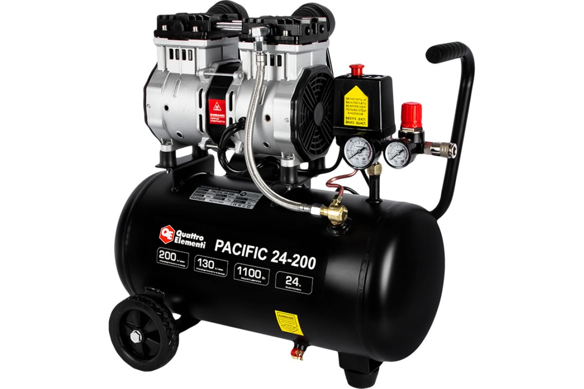 Компрессор поршневой безмасляный Quattro Elementi PACIFIC 24-200 9014347 STDN-0009168