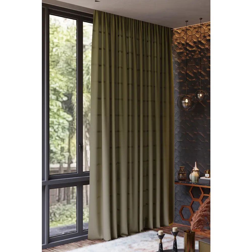 Штора на ленте 140x260 см цвет оливковый GARDEN STLM-2192208