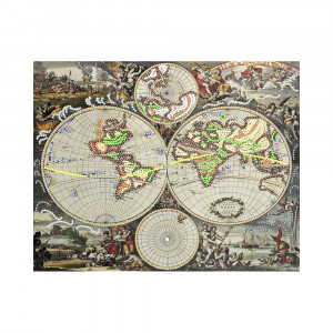 4222 Канва/ткань с рисунком Рисунок на шелке 37 см х 49 см "Пиратский план" Матренин посад