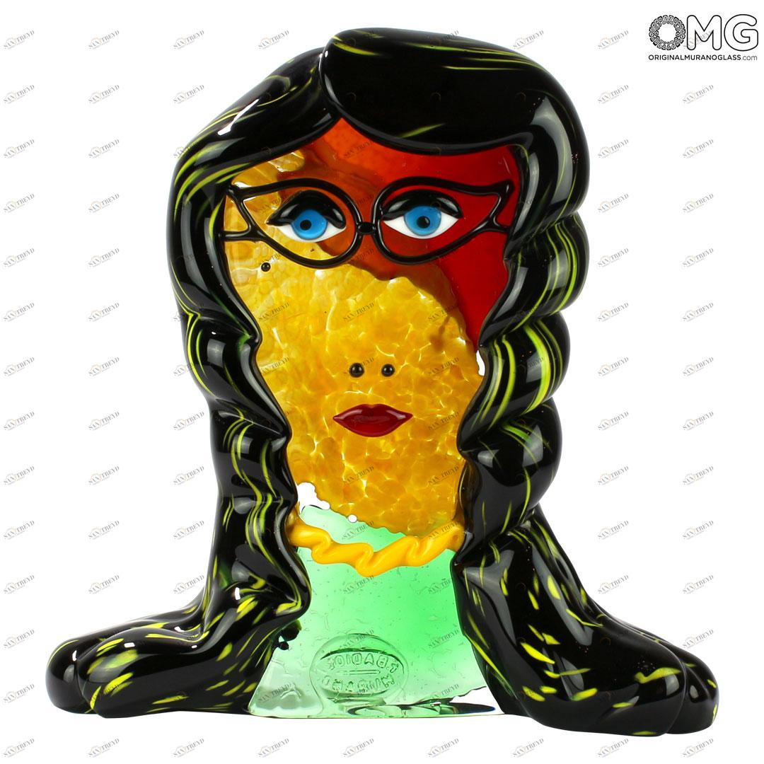 4703 ORIGINALMURANOGLASS Скульптура Голова Женщины - Pop Art - Original Murano Glass OMG 20 см 