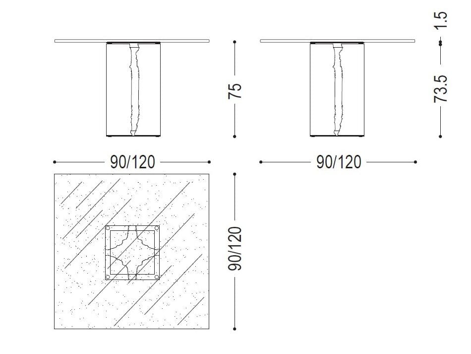 Стеклянный квадратный стол Riva 1920 Briccole ARCH-00149212 - Вид №3