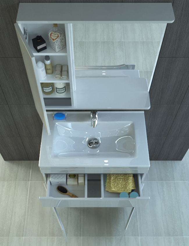 Зеркало Minor 750 лев750⨉150⨉700 мм белый VIGO sun-id-665425 - Вид №2