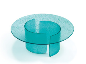 Круглый стеклянный журнальный столик для гостиной