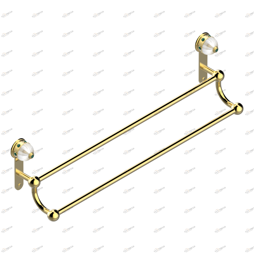 A1J-516 Полотенцедержатель - 2 фиксированные рейки 70 cм, диаметр : 16 мм Thg-paris Amboise с малахитом Золото A1J-516 CAT.F