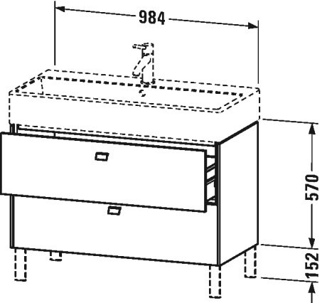 BR443601818 Тумбочка напольная Brioso #BR4436 984 x 459 мм Белый матовый, декор Duravit - Вид №1
