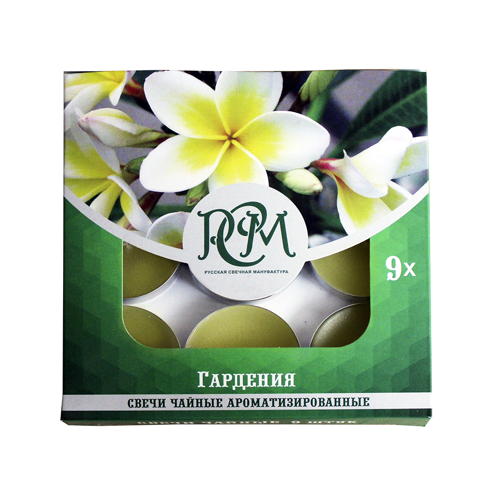 1300918 Свеча чайная 100 г 9 шт. Гардения РСМ 
