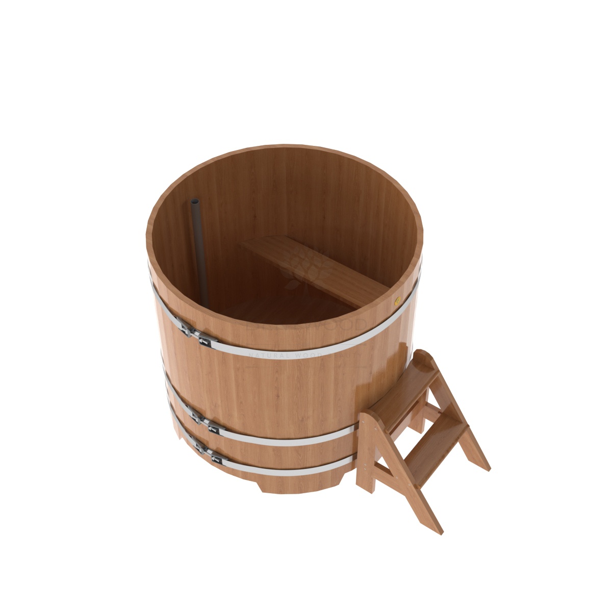 1283 Купель круглая из дуба d=1,17х1,1 натуральная Alyarus  - Вид №1