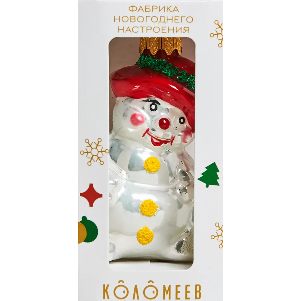 88698585 Елочное украшение Снеговик в шляпе ФУ-594 ,7.5x9 см цвет разноцветный STLM-1526553 Santreyd  - Вид №5