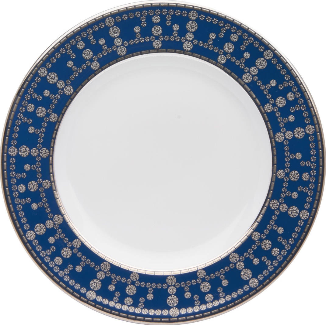 10639581 Haviland Тарелка пирожковая Haviland "Тиара, прусская бирюза" 16см (платиновый декор) Фарфор 