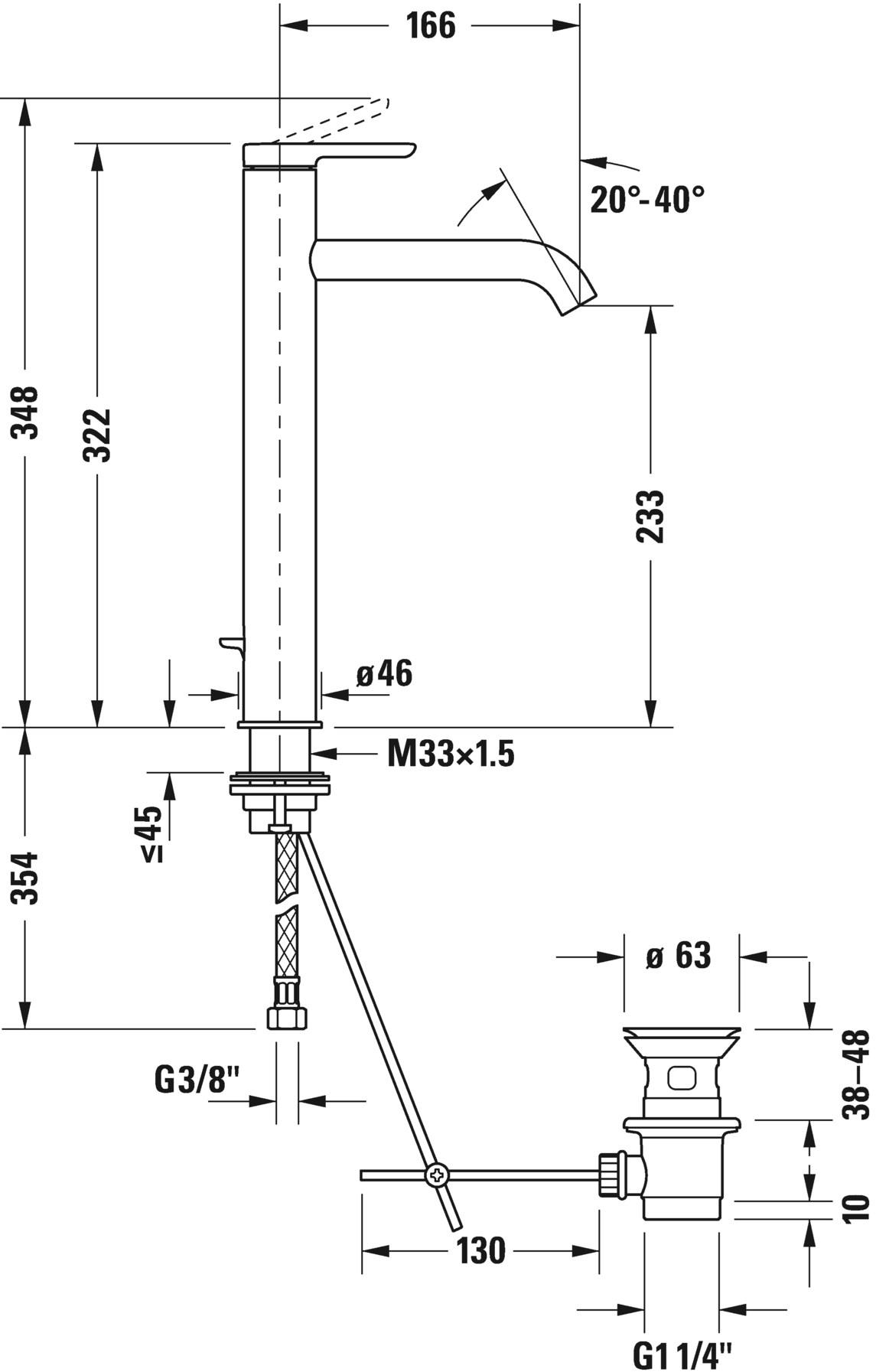Duravit Смеситель для раковины, однорычажный, со сливом C.1 sun-id-1364810 - Вид №7