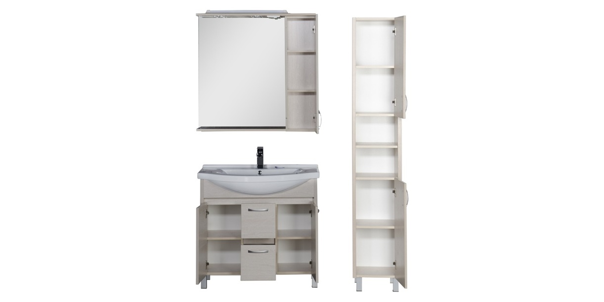 Комплект мебели Aquanet Донна 90 белый дуб 00169192 - Вид №2