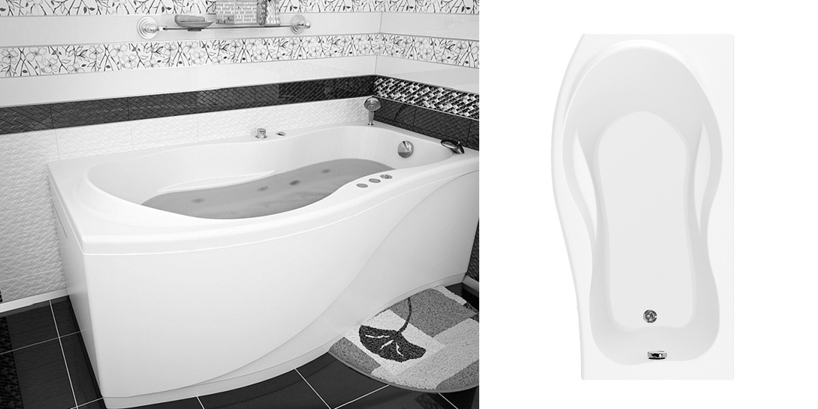 Акриловая ванна Aquanet Borneo 170x90 L 00164616 - Вид №2