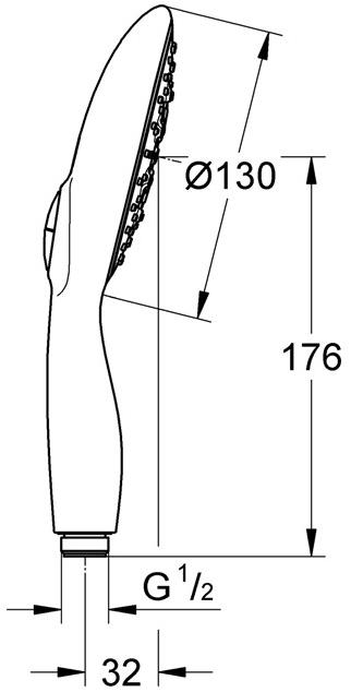 Ручной душ GROHE Power&Soul, 130 мм, 4 режима струи, холодный рассвет глянец (27672GL0) - Вид №1