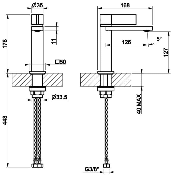 Смеситель для раковины из хромированной латуни Gessi обратный ARCH-00145242 - Вид №2