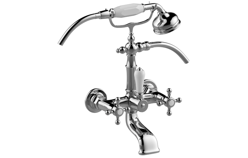 E-3852-C2 Wall-mounted bath & shower mixer with hand shower set (ceramic handle) GRAFF Adley