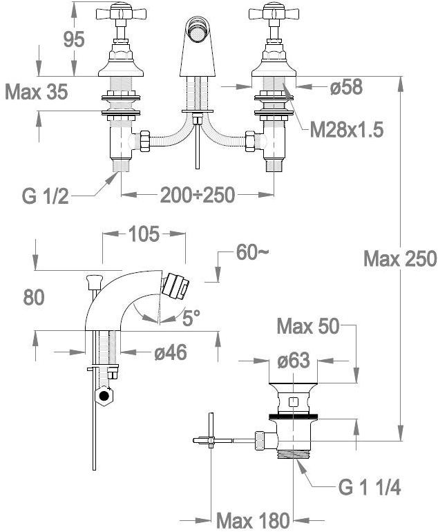 Fir Italia Смеситель для биде с регулируемым изливом Canterbury 30 3023225 - Вид №2