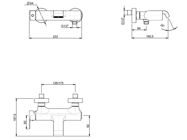 Настенный однорычажный смеситель для ванны Rubinetterie Frattini Птолемей ARCH-00146845 - Вид №3
