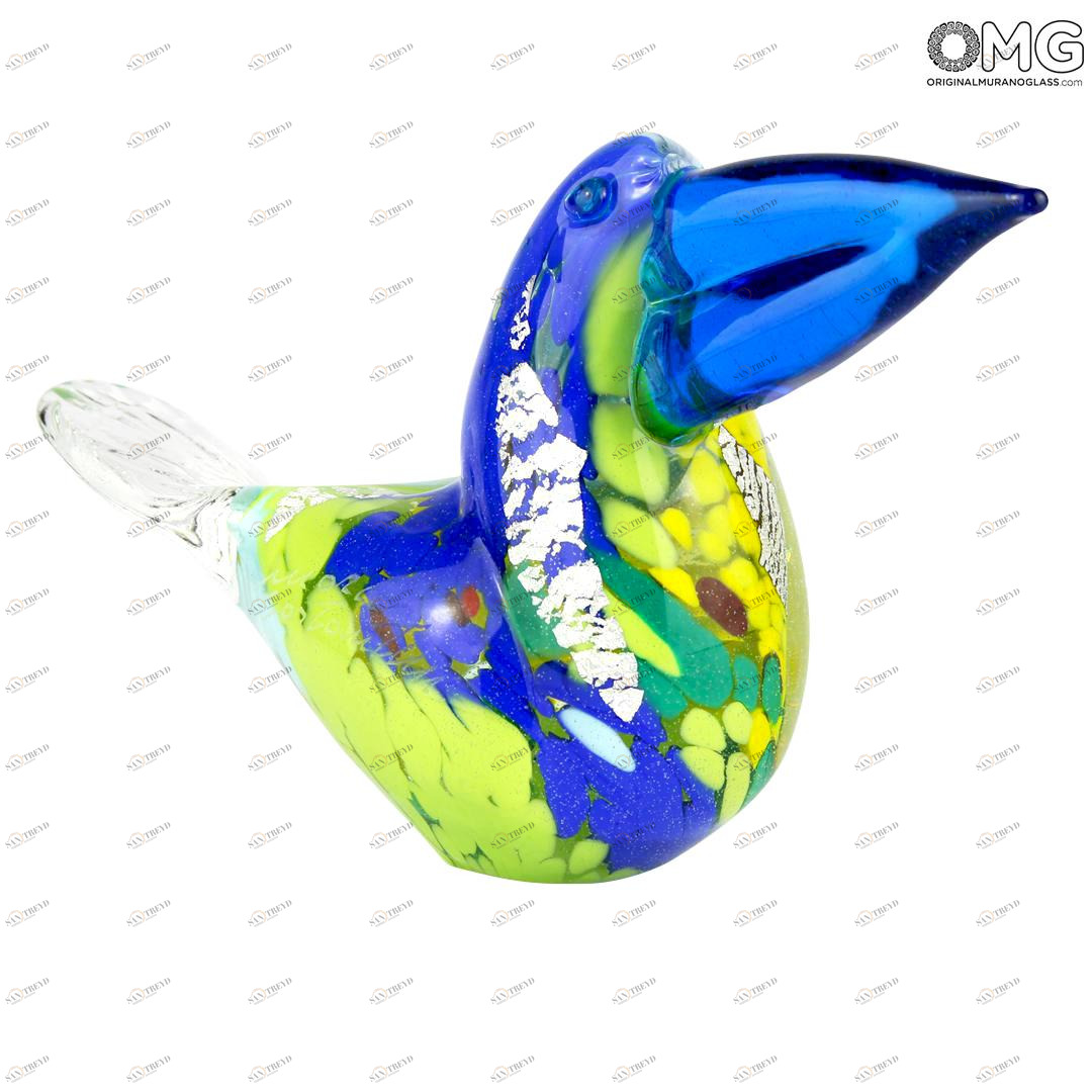 3250 ORIGINALMURANOGLASS Фигурка тукана - серебро - Original Murano Glass OMG 18 см 