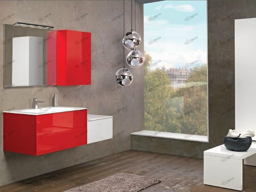 Mobiltesino Подвесная тумба под умывальник со шкафом, лакированная Velvet sun-id-1444009