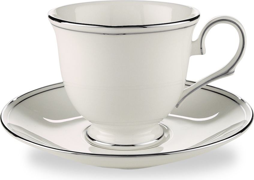 10667304 Lenox Набор из 2 чашек чайных с блюдцами Lenox "Федеральный,платиновый кант" 180мл Фарфор костяной 