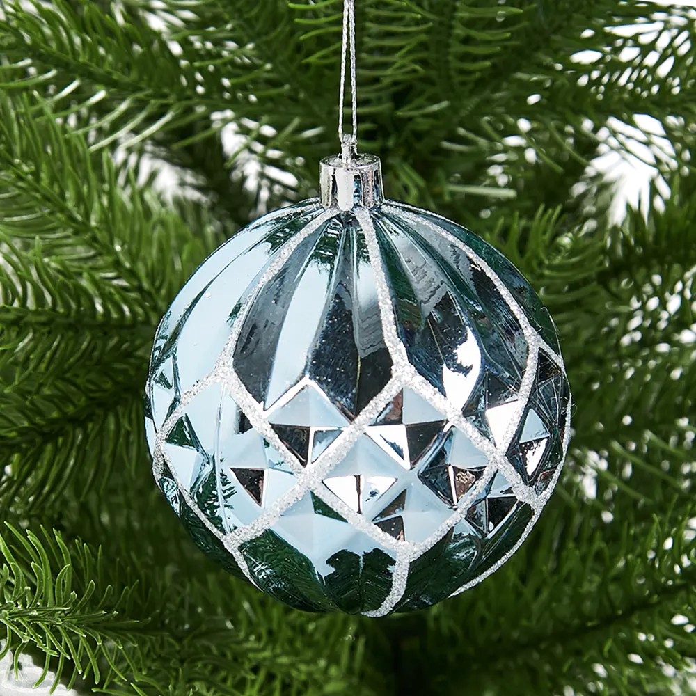 87036363 Елочное украшение Шар с объемным узором Christmas ø8 см цвет синий STLM-1485100 Santreyd  - Вид №2