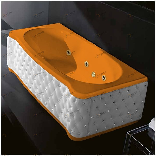 Ванна Gruppo treesse New Classic Young STD-V6747-SX-KBS-OZ оранжевая с золотой фурнитурой и гидромассажем прямоугольная левая белая кожа кристаллы сваровски STDV6747SXKBSOZ
