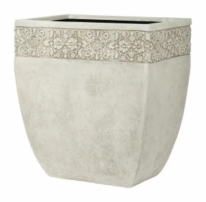 Вазон из искусственного камня с резным орнаментом 42 см серый "Дижон" CAPI EUROPE FLORERO 044757 Серый