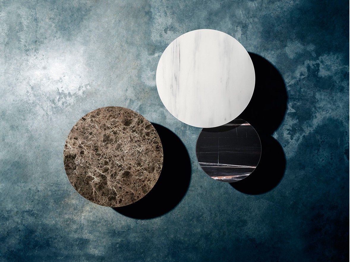 Круглый стеклянный журнальный столик с мраморным эффектом Devina Nais TETRIS ARCH-00088410 - Вид №1