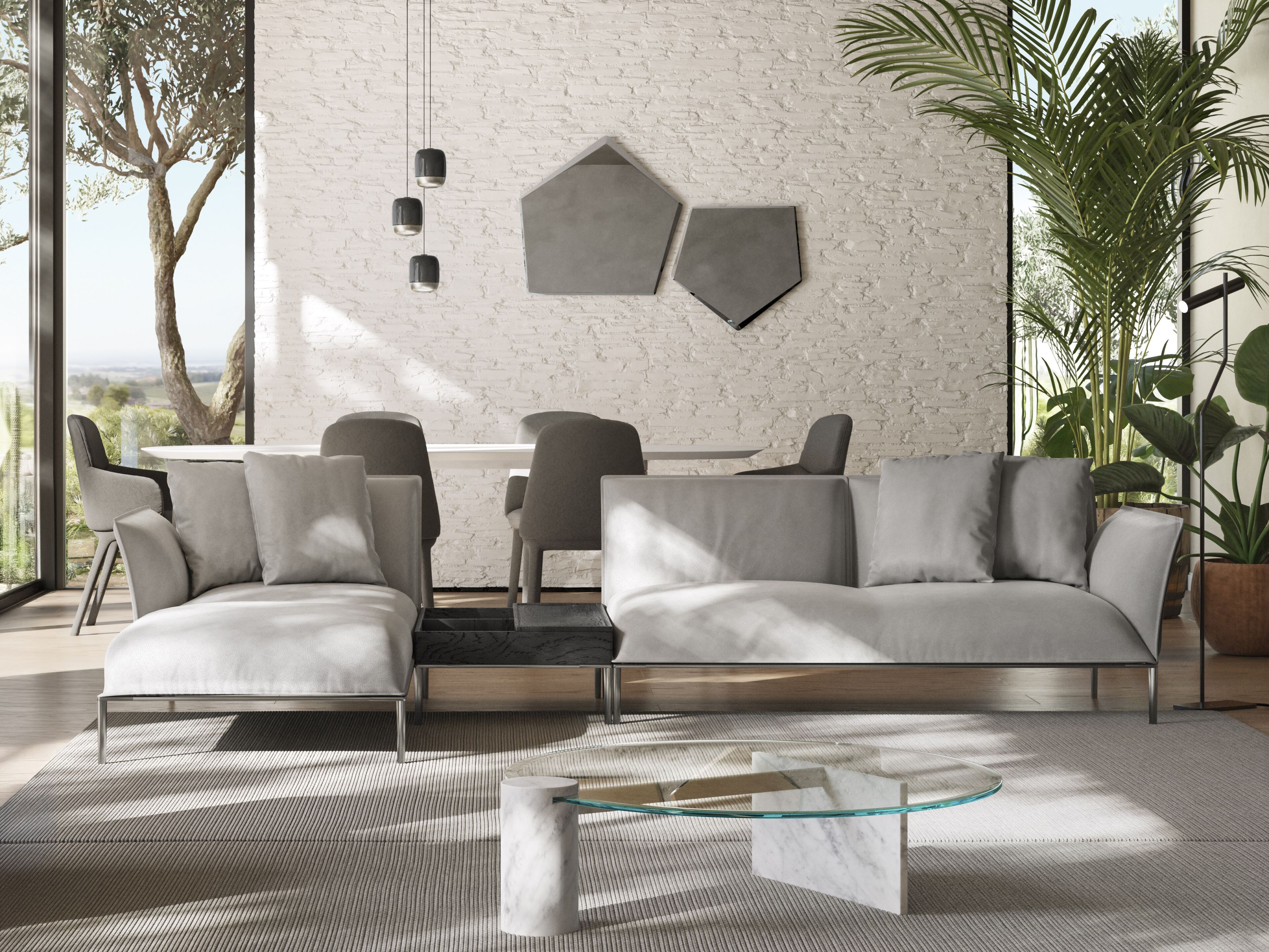 Тканевый диван с полуостровом Natuzzi Italia EUFOLIA ARCH-00011816 - Вид №2